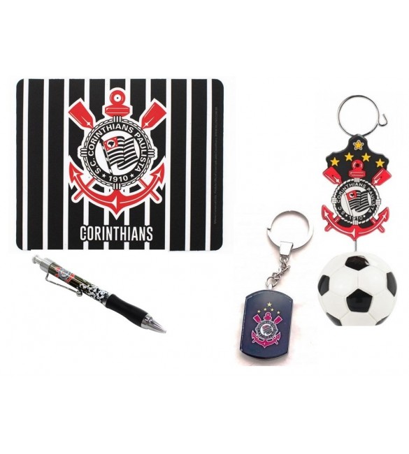 Kit Torcedor do Corinthians 01 mouse pad+01 porta recado+01 caneta+01 chaveiro acrilico